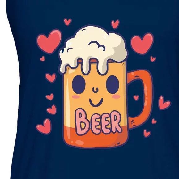 Cute Kawaii Beer Mug Beer Love Ladies Essential Flowy Tank