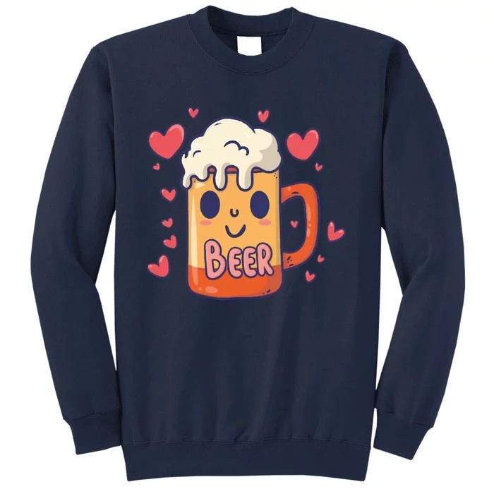 Cute Kawaii Beer Mug Beer Love Tall Sweatshirt