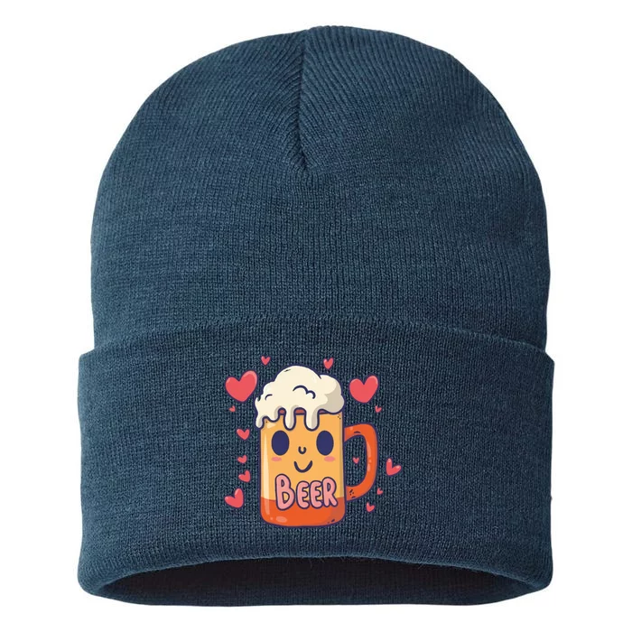 Cute Kawaii Beer Mug Beer Love Sustainable Knit Beanie