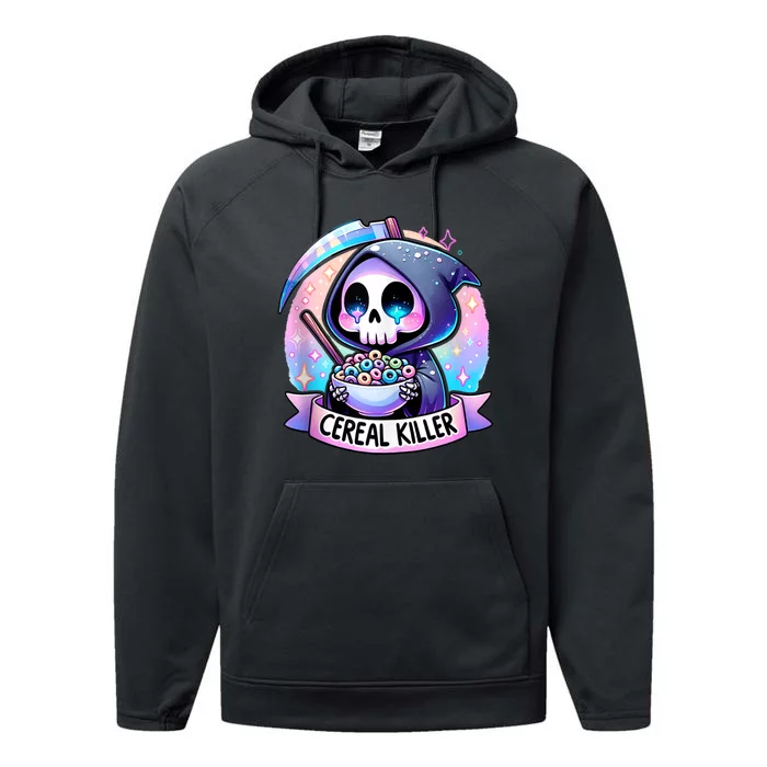 Cereal Killer Breakfast Cereal Bowl Cereals Skull Skeleton Performance Fleece Hoodie