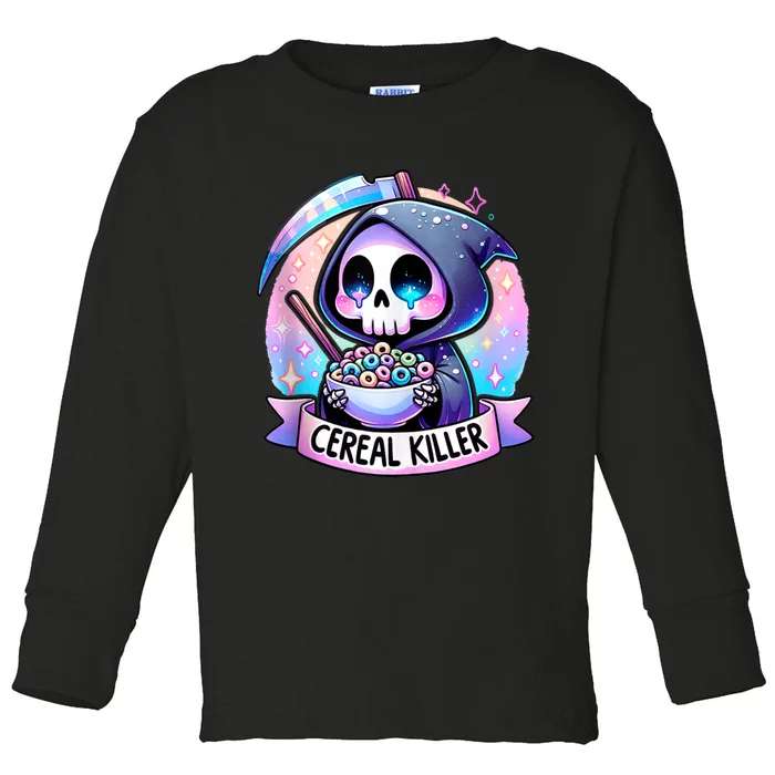 Cereal Killer Breakfast Cereal Bowl Cereals Skull Skeleton Toddler Long Sleeve Shirt