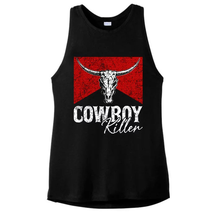 Cowboy Killers Bull Skull Howdy Punchy Western Ladies Tri-Blend Wicking Tank