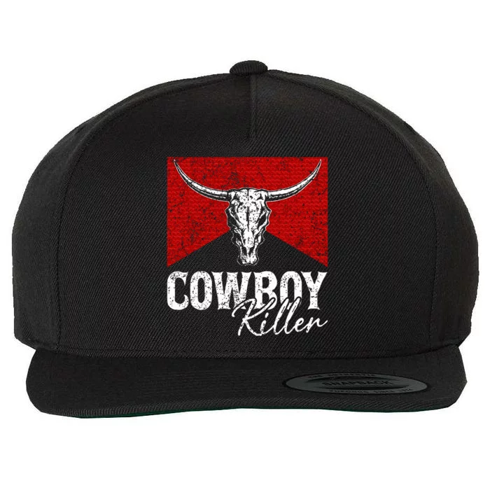 Cowboy Killers Bull Skull Howdy Punchy Western Wool Snapback Cap