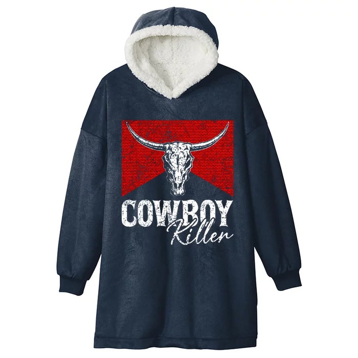 Cowboy Killers Bull Skull Howdy Punchy Western Hooded Wearable Blanket