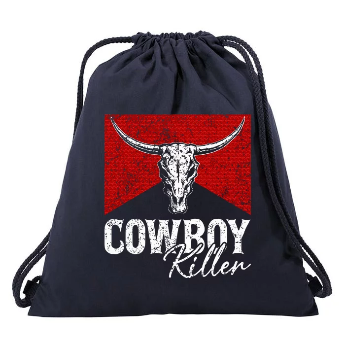 Cowboy Killers Bull Skull Howdy Punchy Western Drawstring Bag