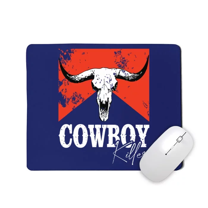 Cowboy Killers Bull Skull Howdy Punchy Western Country Music Mousepad