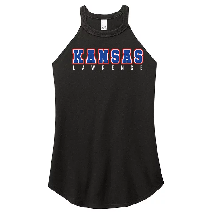 Cool KANSAS Blue & Red Kansas All Caps KANSAS Old School Women’s Perfect Tri Rocker Tank