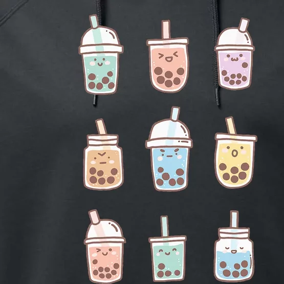 Cute Kawaii Boba Anime Bubble Tea Pastel Performance Fleece Hoodie