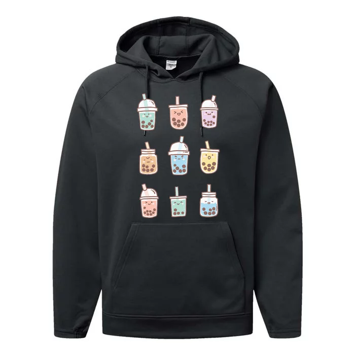 Cute Kawaii Boba Anime Bubble Tea Pastel Performance Fleece Hoodie