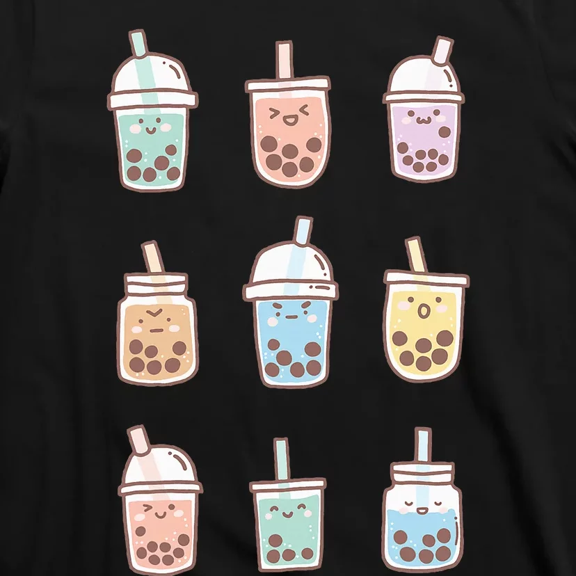 Cute Kawaii Boba Anime Bubble Tea Pastel T-Shirt