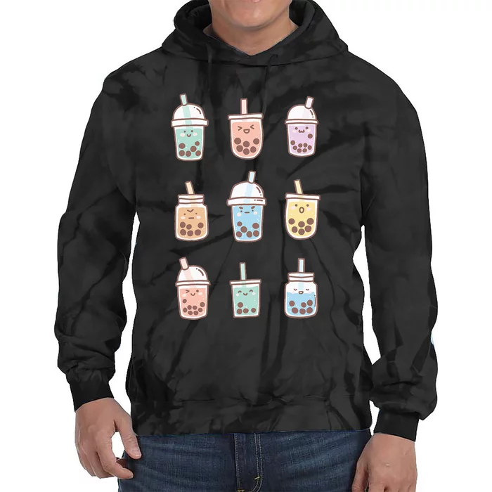 Cute Kawaii Boba Anime Bubble Tea Pastel Tie Dye Hoodie