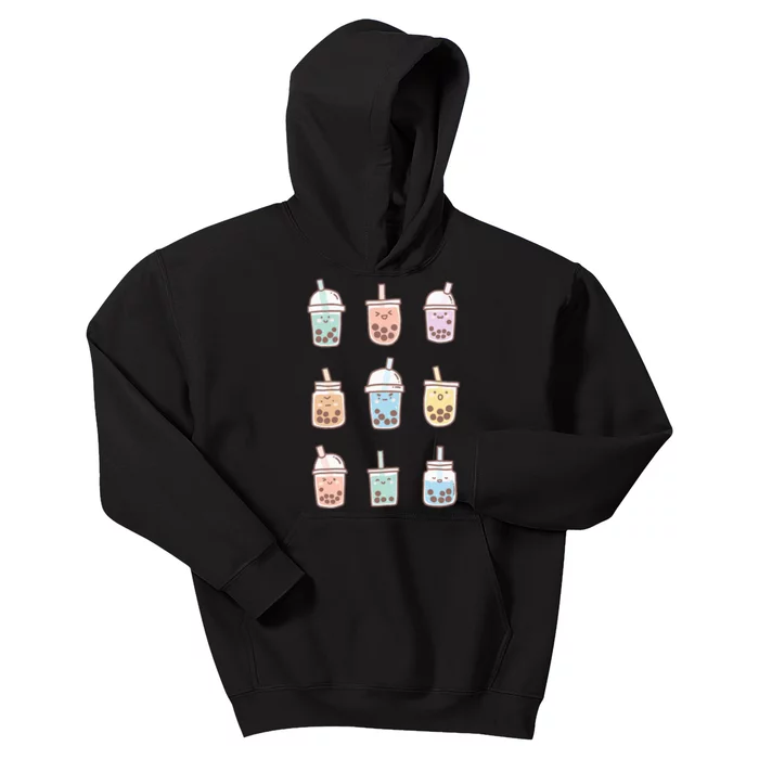 Cute Kawaii Boba Anime Bubble Tea Pastel Kids Hoodie