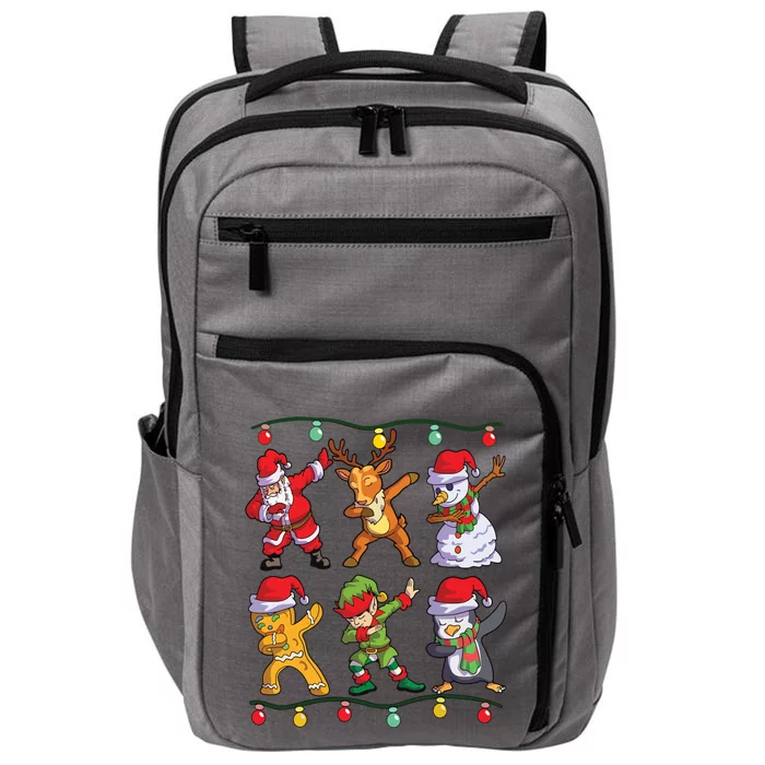 Christmas Kids Boy Dabbing Santa Deer Friends Xmas Impact Tech Backpack