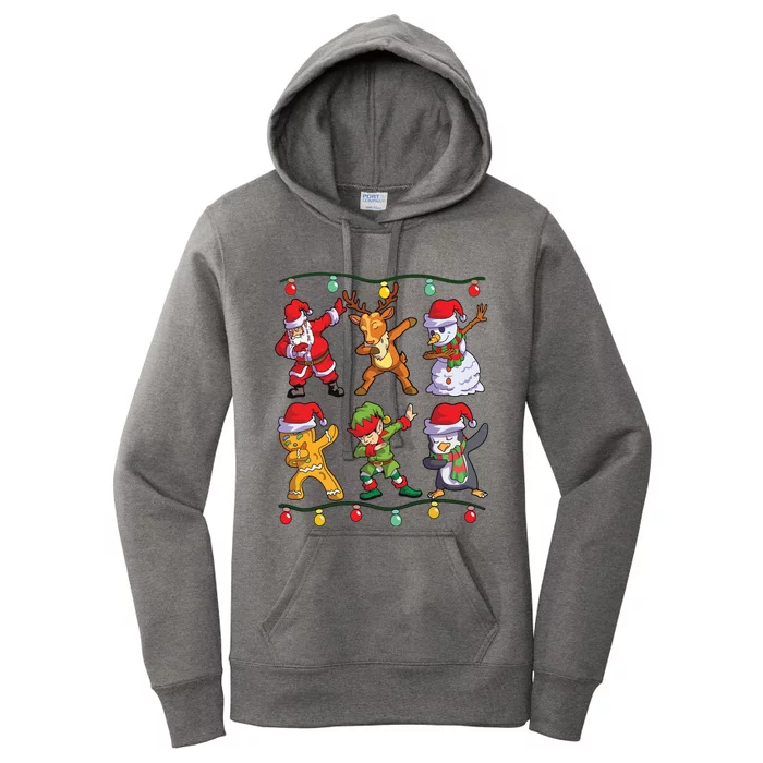 Christmas Kids Boy Dabbing Santa Deer Friends Xmas Women's Pullover Hoodie