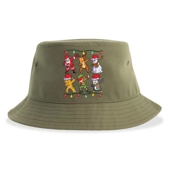 Christmas Kids Boy Dabbing Santa Deer Friends Xmas Sustainable Bucket Hat