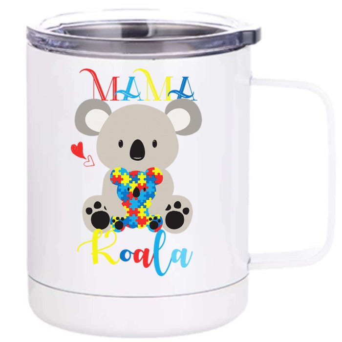 Cute Koala Bear Lovers Autism Mama Bear Koala Puzzle Baby Front & Back 12oz Stainless Steel Tumbler Cup