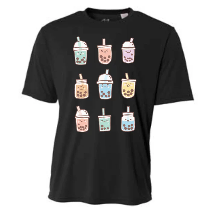 Cute Kawaii Boba Anime Bubble Tea Pastel Cooling Performance Crew T-Shirt