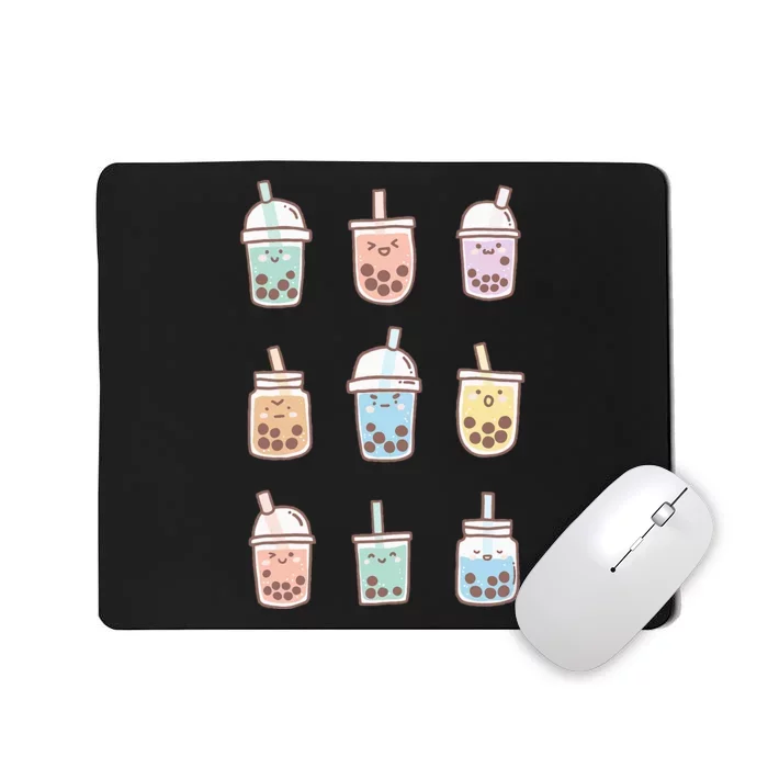 Cute Kawaii Boba Anime Bubble Tea Pastel Mousepad