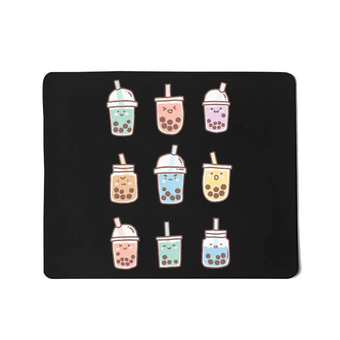 Cute Kawaii Boba Anime Bubble Tea Pastel Mousepad