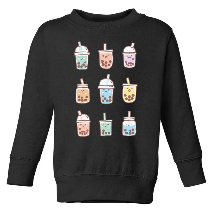 Cute Kawaii Boba Anime Bubble Tea Pastel Toddler Sweatshirt