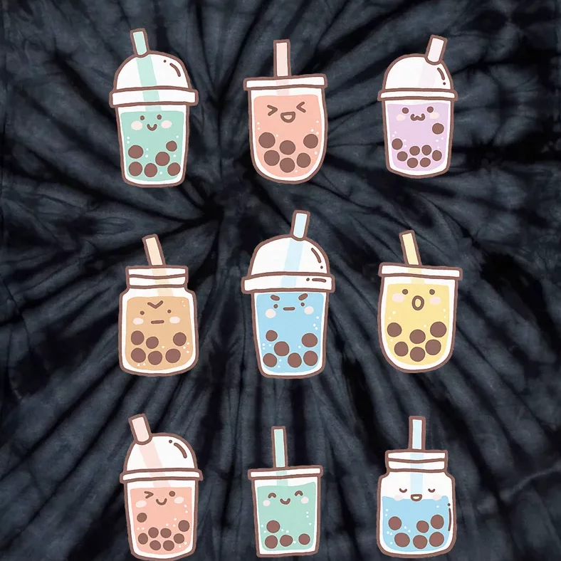 Cute Kawaii Boba Anime Bubble Tea Pastel Tie-Dye T-Shirt