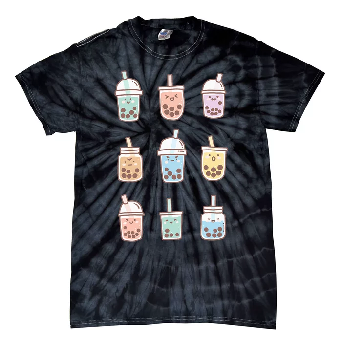 Cute Kawaii Boba Anime Bubble Tea Pastel Tie-Dye T-Shirt