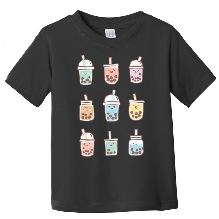 Cute Kawaii Boba Anime Bubble Tea Pastel Toddler T-Shirt