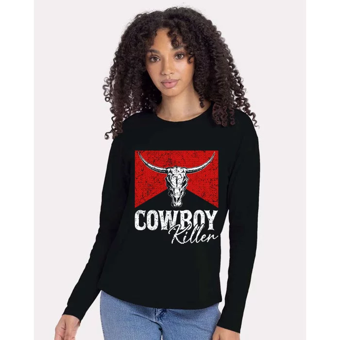 Cowboy Killers Bull Skull Howdy Womens Cotton Relaxed Long Sleeve T-Shirt