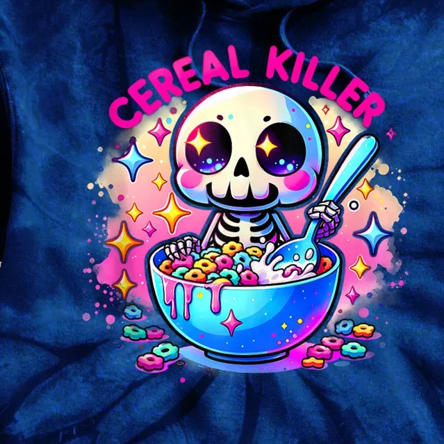 Cereal Killer Breakfast Cereal Bowl Cereals Skull Skeleton Halloween Costumes Tie Dye Hoodie