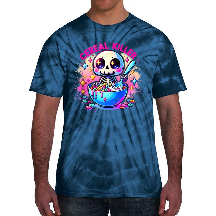 Cereal Killer Breakfast Cereal Bowl Cereals Skull Skeleton Halloween Costumes Tie-Dye T-Shirt