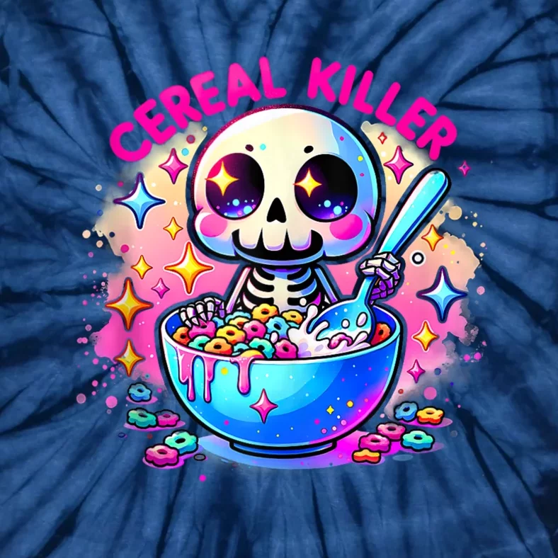 Cereal Killer Breakfast Cereal Bowl Cereals Skull Skeleton Halloween Costumes Tie-Dye T-Shirt