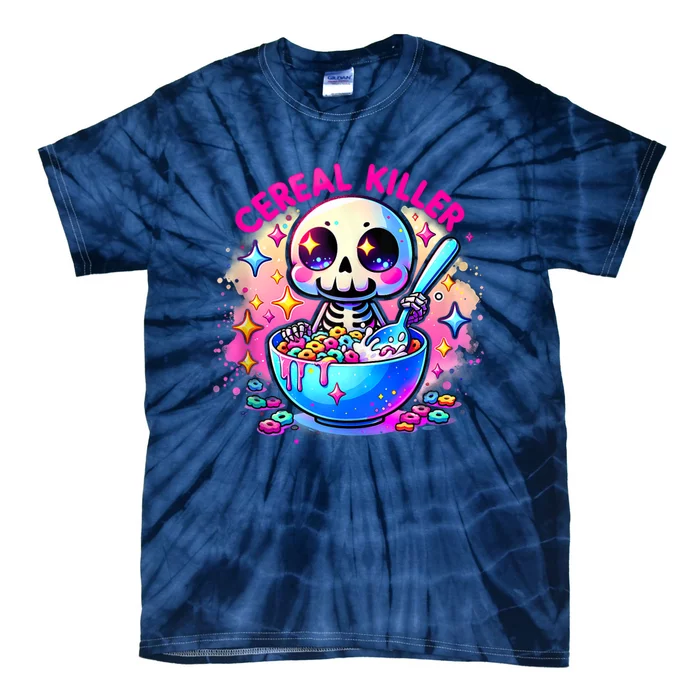 Cereal Killer Breakfast Cereal Bowl Cereals Skull Skeleton Halloween Costumes Tie-Dye T-Shirt