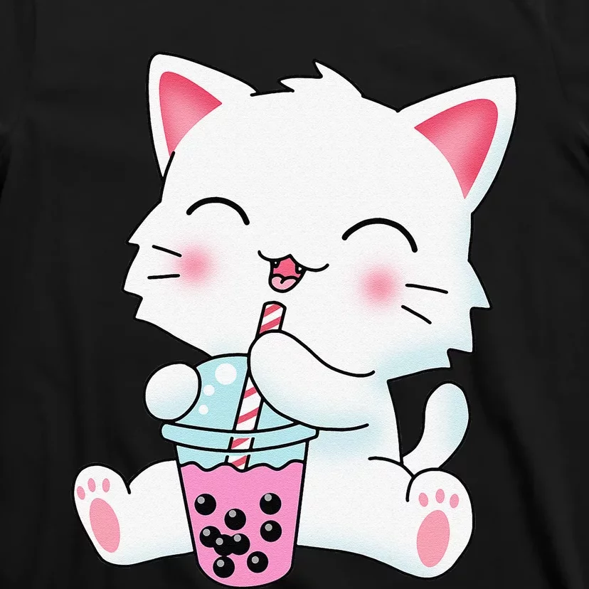 Cute Kawaii Bubble Tea Tshirt Boba Milk Tea Anime Cat T-Shirt