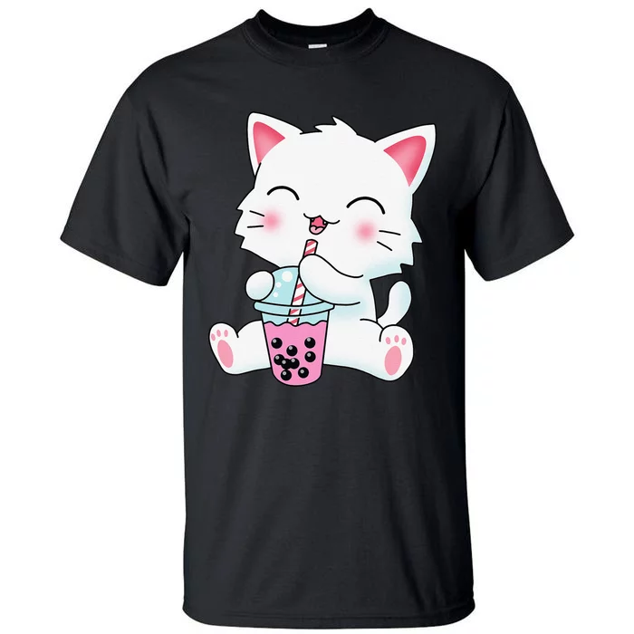 Cute Kawaii Bubble Tea Tshirt Boba Milk Tea Anime Cat Tall T-Shirt