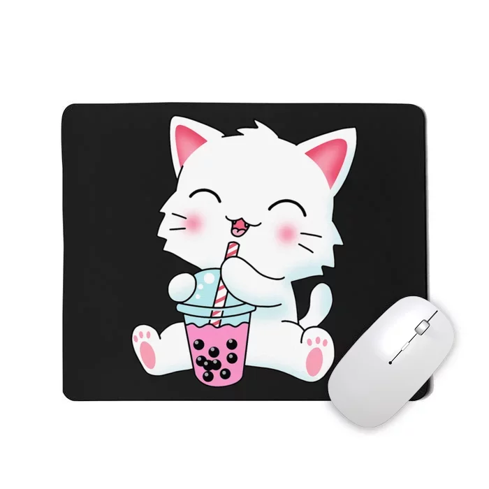 Cute Kawaii Bubble Tea Tshirt Boba Milk Tea Anime Cat Mousepad