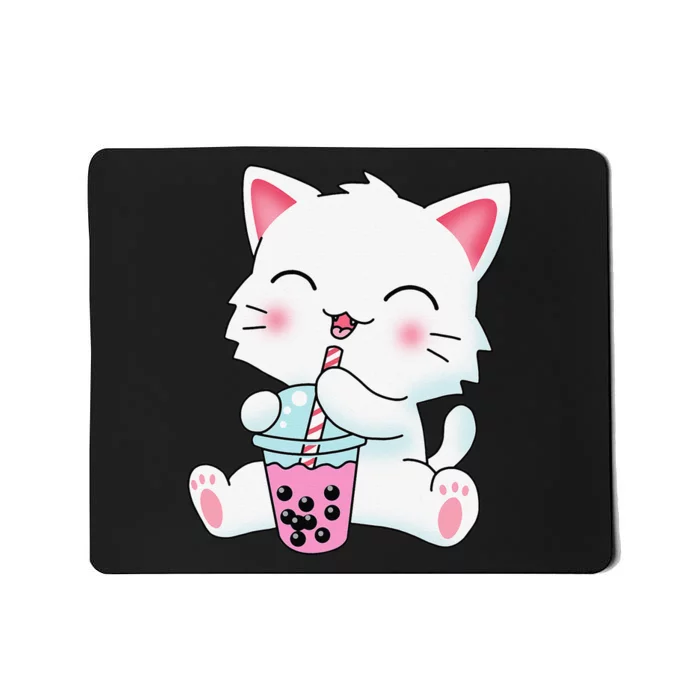 Cute Kawaii Bubble Tea Tshirt Boba Milk Tea Anime Cat Mousepad