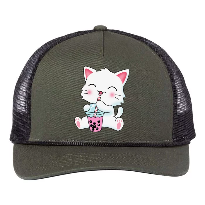 Cute Kawaii Bubble Tea Tshirt Boba Milk Tea Anime Cat Retro Rope Trucker Hat Cap