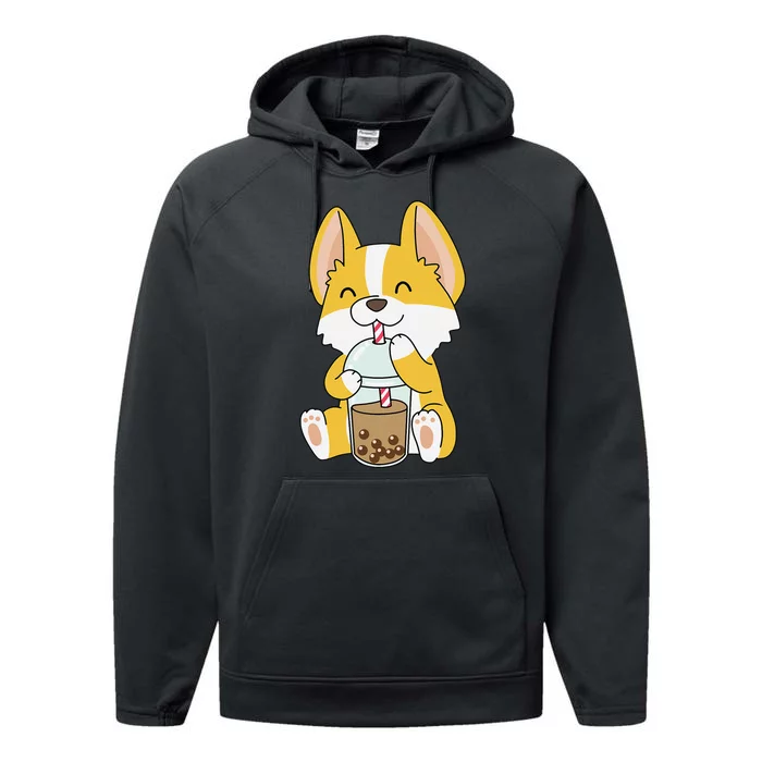 Cute Kawaii Bubble Tea Tshirt Boba Milk Tea Anime Corgi Performance Fleece Hoodie