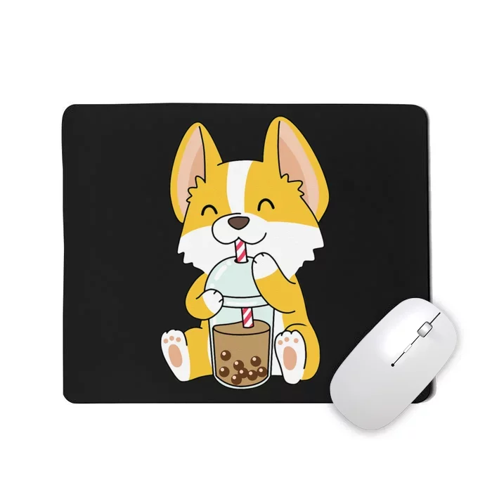 Cute Kawaii Bubble Tea Tshirt Boba Milk Tea Anime Corgi Mousepad