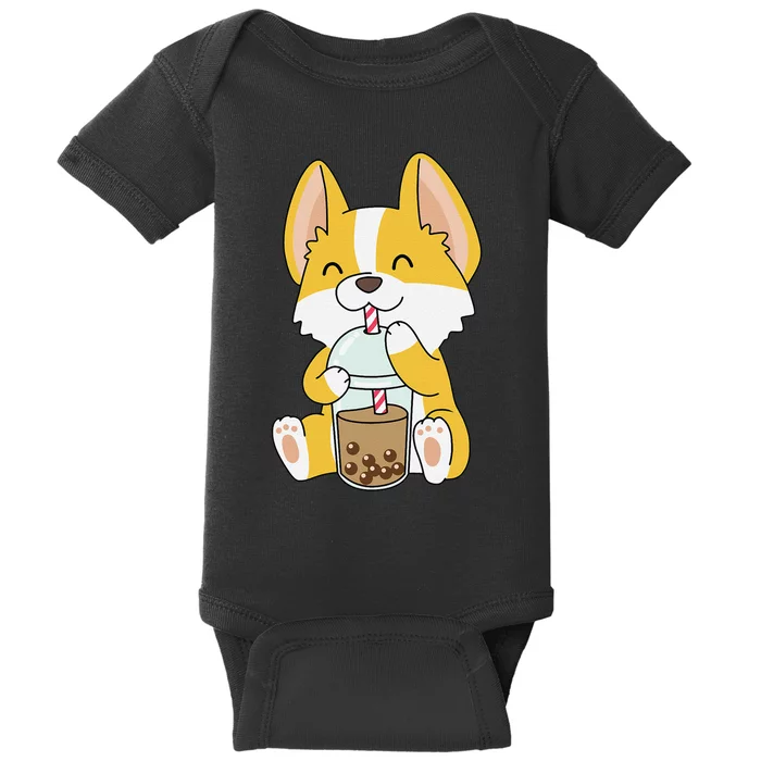 Cute Kawaii Bubble Tea Tshirt Boba Milk Tea Anime Corgi Baby Bodysuit