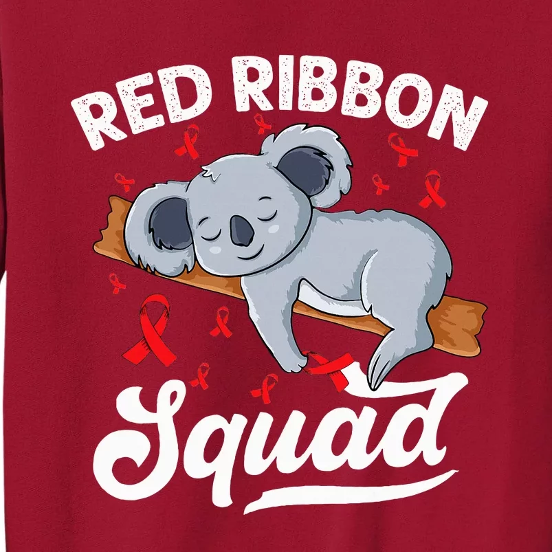 Cute koala bear We Wear Red For Red Ribbon Week Awareness Tall Sweatshirt