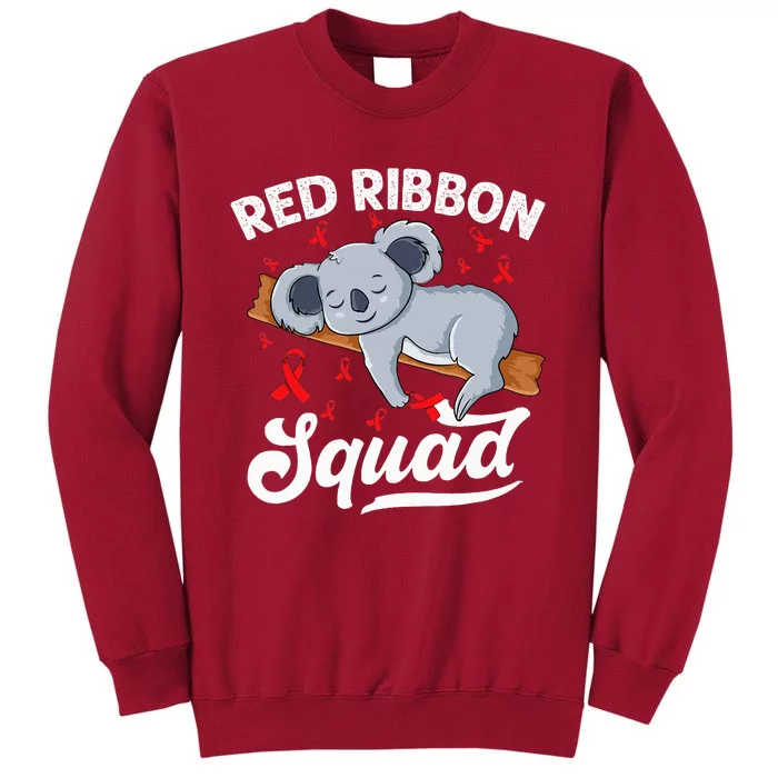 Cute koala bear We Wear Red For Red Ribbon Week Awareness Tall Sweatshirt