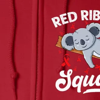 Cute koala bear We Wear Red For Red Ribbon Week Awareness Full Zip Hoodie