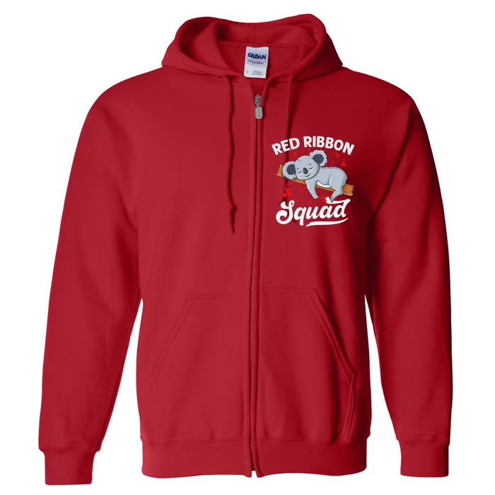 Cute koala bear We Wear Red For Red Ribbon Week Awareness Full Zip Hoodie