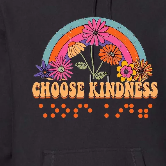 Choose Kindness Braille Visually Impaired Teacher TVI Retro Premium Hoodie