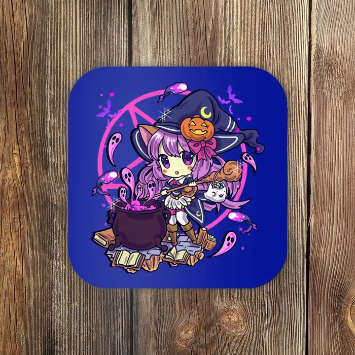 Cute Kawaii Chibi Anime Halloween Witch Coaster