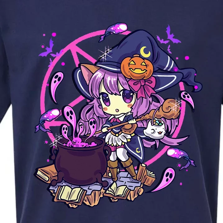 Cute Kawaii Chibi Anime Halloween Witch Sueded Cloud Jersey T-Shirt