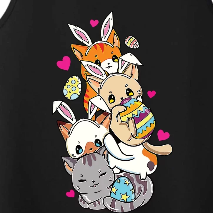 Cute Kawaii Cat Kitten Bunny Lover Easter Egg Hunting Performance Tank