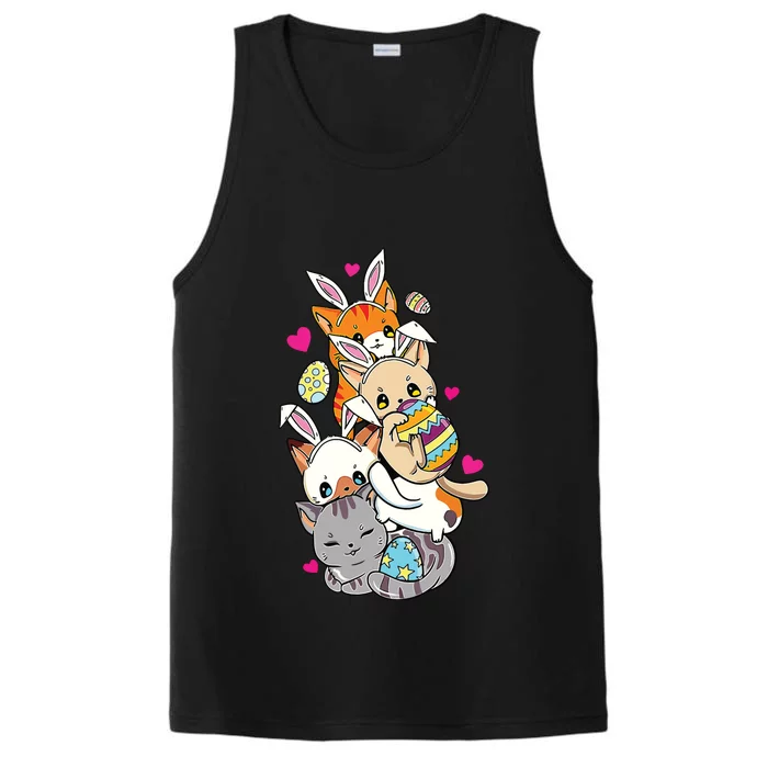 Cute Kawaii Cat Kitten Bunny Lover Easter Egg Hunting Performance Tank