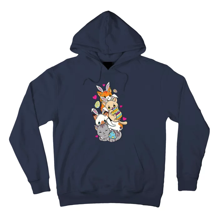 Cute Kawaii Cat Kitten Bunny Lover Easter Egg Hunting Hoodie